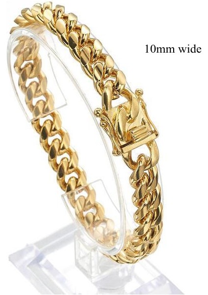 Gül Altın Curb Linki Bilezik 7-11 Inç Erkekler Için 8/10/12/14/16/18MM (Yurt Dışından)