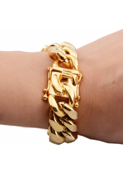 Gül Altın Curb Linki Bilezik 7-11 Inç Erkekler Için 8/10/12/14/16/18MM (Yurt Dışından) fiyatları