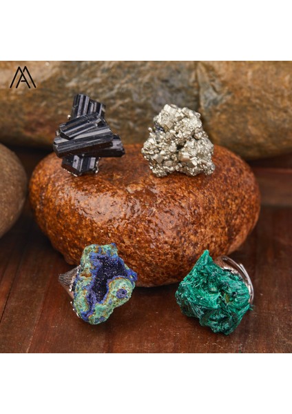 Kadınlar Için Doğal Azurit Malakit Jeot Parmak Yüzükleri Ham Değerli Taş Mineral Reiki Şifa Takı Hediyeleri (Yurt Dışından) fırsatları