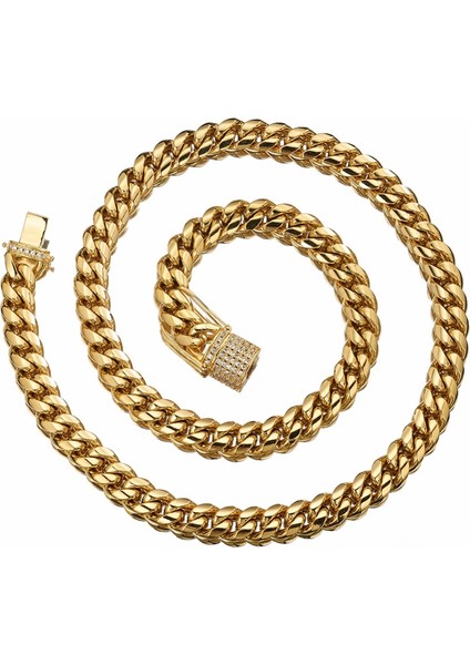 8/10/12/14/16/18MM Trendy 316L Paslanmaz Altın Renk Miami Küba Bordür Bağlantı Zinciri Erkek Kadın Kolye 7-40" (Yurt Dışından) fırsatları
