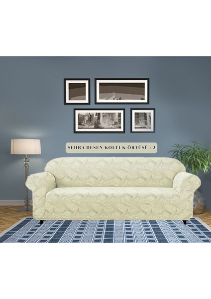 Koltuk Örtüsü Koltuk Kılıfı Jakarlı Esnek ve Lastikli Yıkanabilir 3 Kişilik Çekyat Örtüsü Bir Adet