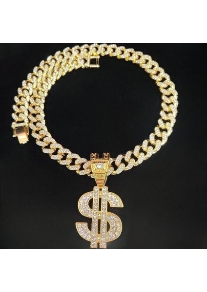 Hip Hop Dolar Kolye Kolye ile 13MM Zincir Hiphop Buzlu Out Kolye Kolye Moda Punk Takı (Yurt Dışından)