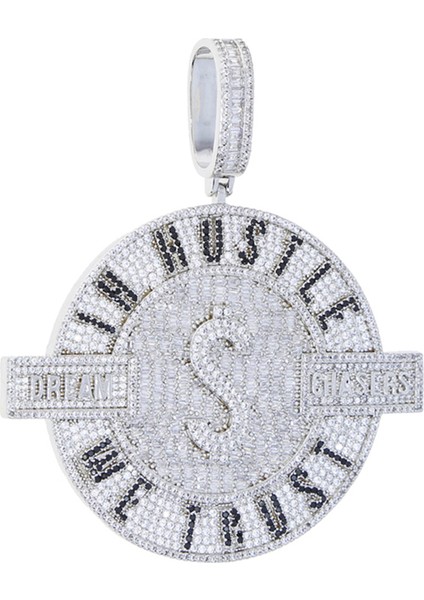 2024 Yen Buzlu Out Bling Yuvarlak Mektup Kolye Kolye Ayrıca Renk Cz Kübik Zirkon Rozet Charm Erkekler Modu Hip Hop Takı (Yurt Dışından)