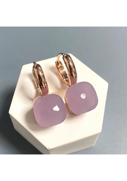 Kadınlar Için 10.6mm Clic Nudo Küpeler Yüksek Kaliteli Kristal Küpeler Kare Mavi Topaz Küpeler Moda Takı Hediye (Yurt Dışından)