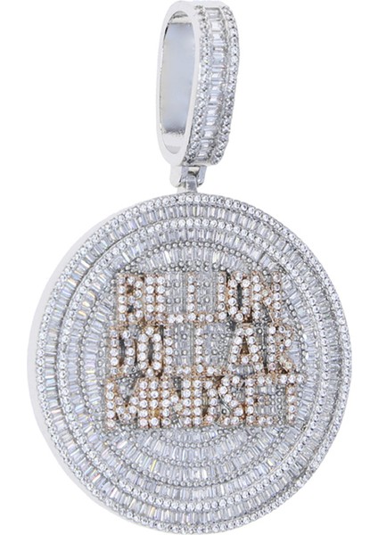 2024 Yen Buzlu Out Bling Yuvarlak Mektup Kolye Kolye Ayrıca Renk Cz Kübik Zirkon Rozet Charm Erkekler Modu Hip Hop Takı (Yurt Dışından)