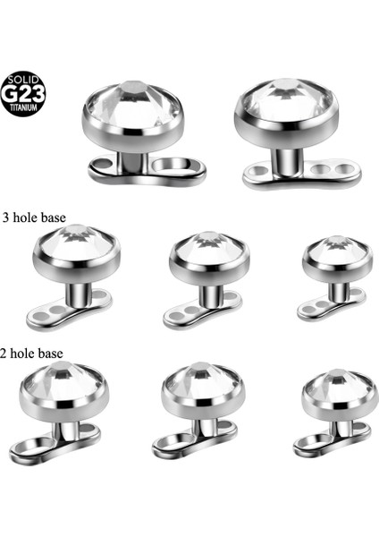 10 Adet/grup G23 Titanyum Piercing Mikro Dermal Çapa Tabanı ve Üstleri Skinner Dalgıç Kristal Mücevher Baş Implantları Vücut Piercing Takısı (Yurt Dışından)