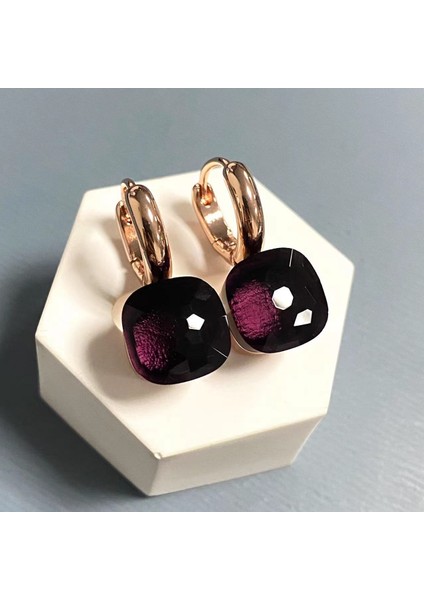 Kadınlar Için 10.6mm Clic Nudo Küpeler Yüksek Kaliteli Kristal Küpeler Kare Mavi Topaz Küpeler Moda Takı Hediye (Yurt Dışından)
