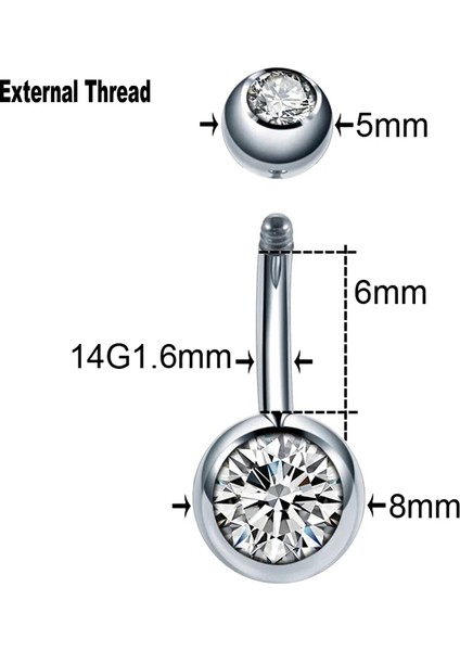 10 Adet/20 Adet/50 Adet G23 Titanyum Göbek Piercingleri Ombligo Iç Dişli Göbek Piercingleri Göbek Deliği Halkaları Kadın Vücut Takısı (Yurt Dışından)
