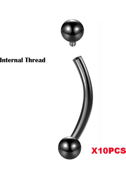 10 Adet G23 Titanyum Kaş Muz Piercing Iç Dişli ve Dış Dişli Kavisli Barbell Dudak Halkası Rahat Daith Helix Rook Küpe (Yurt Dışından)