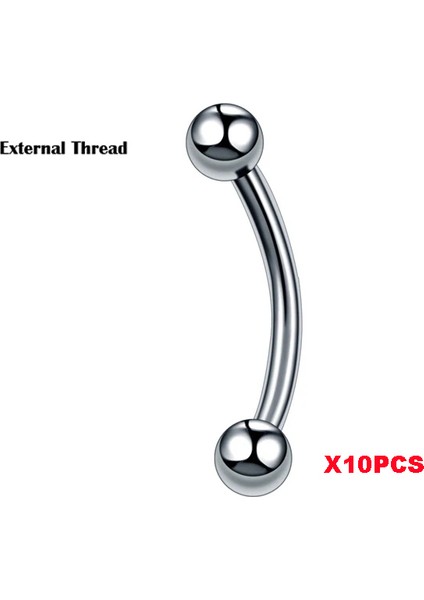 10 Adet G23 Titanyum Kaş Muz Piercing Iç Dişli ve Dış Dişli Kavisli Barbell Dudak Halkası Rahat Daith Helix Rook Küpe (Yurt Dışından)