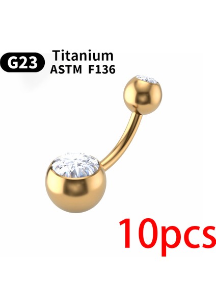 G23 Titanyum 14G Göbek Deliği Halkaları Zirkonyum Yüksek Cilalı Dişli Kaş Tırnakları Astm F136 Gövde 10 Adet Göbek Deliği (Yurt Dışından)