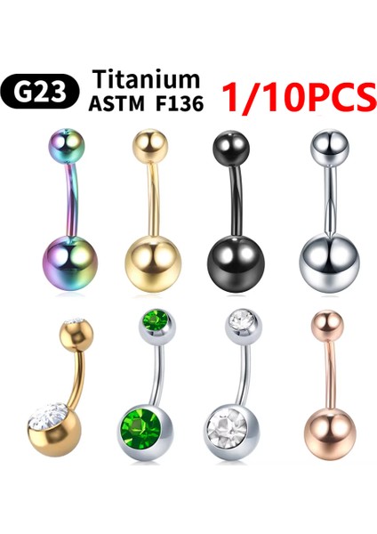 G23 Titanyum 14G Göbek Deliği Halkaları Zirkonyum Yüksek Cilalı Dişli Kaş Tırnakları Astm F136 Gövde 10 Adet Göbek Deliği (Yurt Dışından) fiyatları