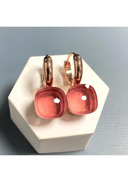 Kadınlar Için 10.6mm Clic Nudo Küpeler Yüksek Kaliteli Kristal Küpeler Kare Mavi Topaz Küpeler Moda Takı Hediye (Yurt Dışından)
