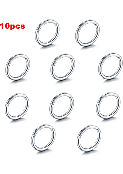 10 Adet/ G23 Titanyum Burun Halkası Septum Tıklayıcı Piercing Menteşeli Segment Burun Halkası Dudak Helix Daith Deniz Kabuğu Kıkırdak Piercing Takı (Yurt Dışından)