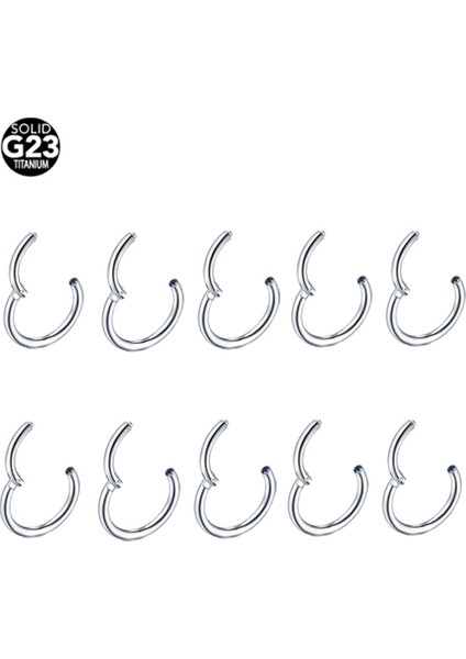 10 Adet/ G23 Titanyum Burun Halkası Septum Tıklayıcı Piercing Menteşeli Segment Burun Halkası Dudak Helix Daith Deniz Kabuğu Kıkırdak Piercing Takı (Yurt Dışından)