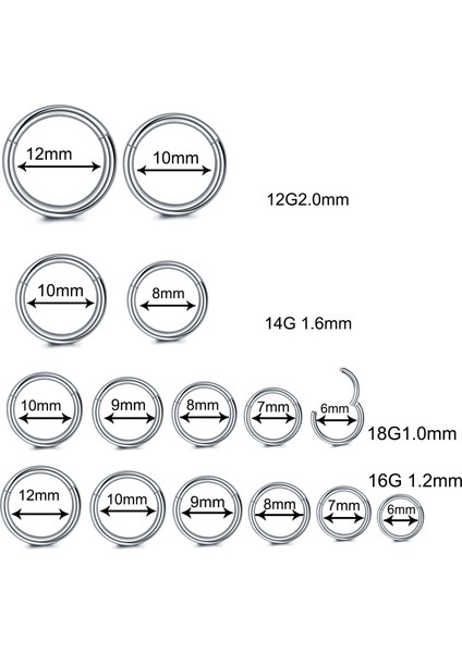 10 Adet/ G23 Titanyum Burun Halkası Septum Tıklayıcı Piercing Menteşeli Segment Burun Halkası Dudak Helix Daith Deniz Kabuğu Kıkırdak Piercing Takı (Yurt Dışından)