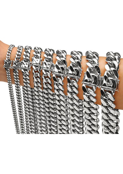 6MM-22MM Altın Gümüş Renkli Titanyum Çelik Küba Miami Zincirleri Kolyeler Büyük Ağır Yuvarlak Bağlantı Zinciri Erkekler Için Hip Hop Rock Takı (Yurt Dışından)