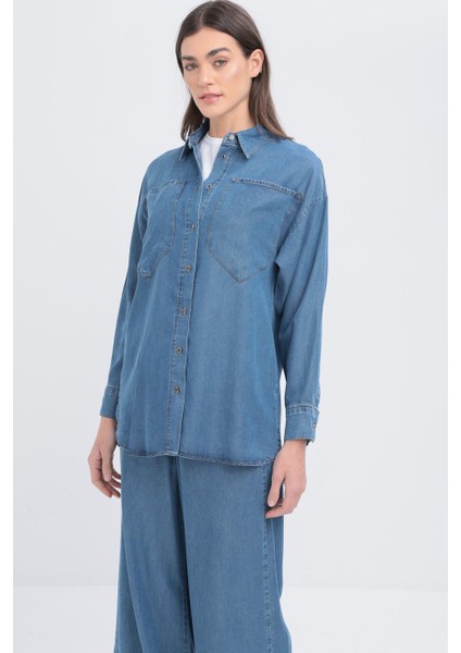 Açık Mavi-Büyük Cepli Denim Pantolonlu Takım indirimleri
