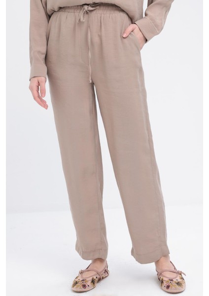 Vizon-Nervürlü Yırtmaçlı Modal Pantolonlu Takım fırsatları