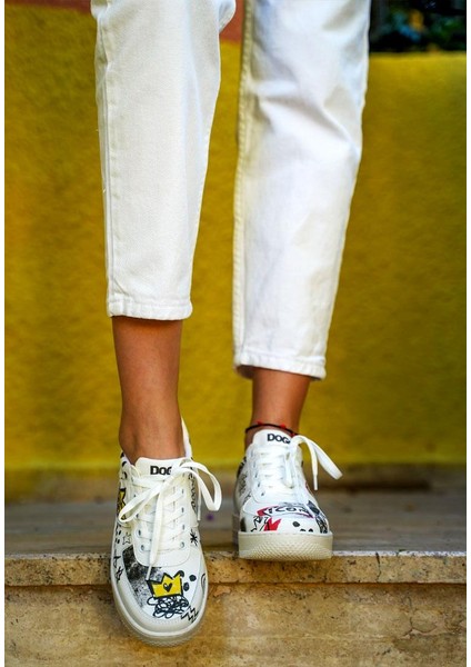 Kadın Vegan Deri Beyaz Sneakers - Icon Tasarım fiyatları