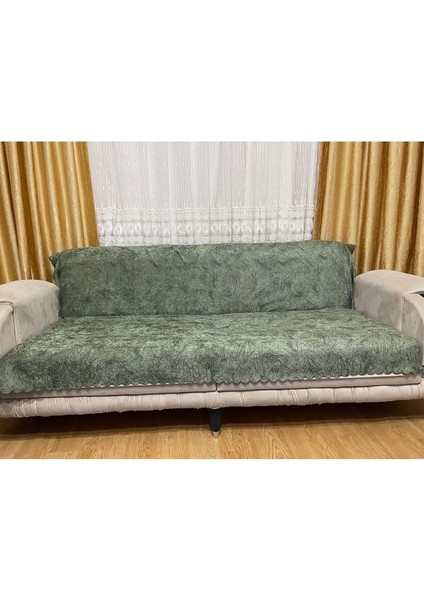 Süngerli Kaymaz Haki Renk Koltuk Çekyat Kanepe Örtüsü fiyatları