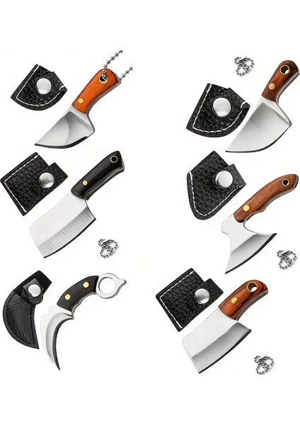 6 Adet Mini Bıçak Anahtarlık Seti Paslanmaz Çelik Şef Bıçağı Kılıf Taşınabilir Cep Bıçakları indirimleri