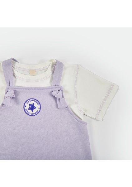 Kız Bebek Salopet Tulum ve Tişört Takım - Lila indirimleri