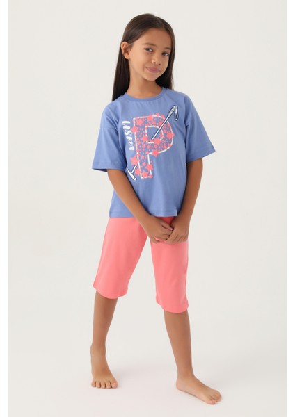 Kız Çocuk Mavi Pijama Takım 50315467-VR036