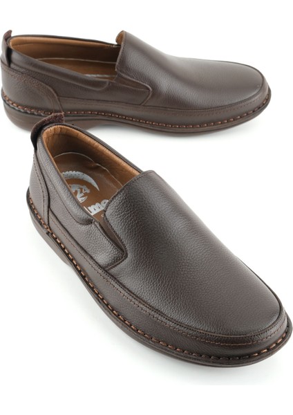 Erkek Yazlık Iç Dış Deri Ortopedik Rahat Klimalı Taban Boğazdan Lastikli Esnek Günlük Ayakkabı