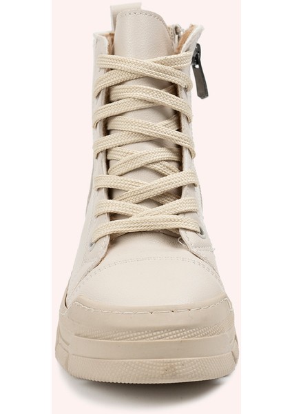 Kız Çocuk Kalın Taban Bağcıklı Bej Bot fiyatları