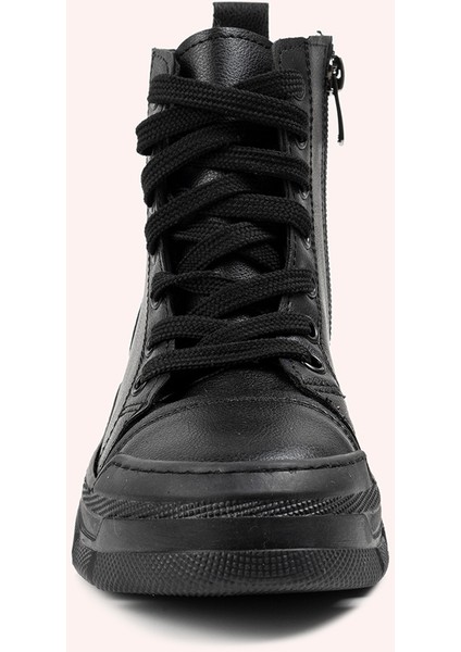 Kız Çocuk Kalın Taban Bağcıklı Siyah Bot fiyatları