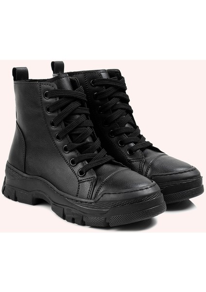 Kız Çocuk Kalın Taban Bağcıklı Siyah Bot modelleri