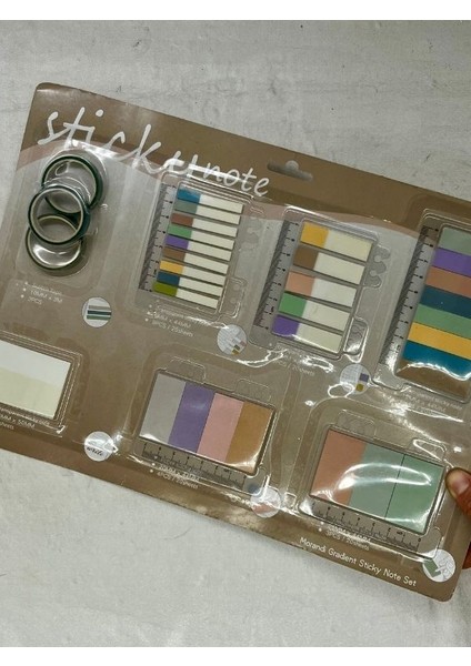 Karışık Tonlar Cetvelli Kahve Yeşil Mavi Renk İndeks Sticker/İndex/Postit/Post-it/Kitap Ayracı/Not Kağıdı/Washi Bant