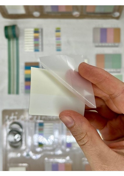 Karışık Tonlar Cetvelli Kahve Yeşil Mavi Renk İndeks Sticker/İndex/Postit/Post-it/Kitap Ayracı/Not Kağıdı/Washi Bant fiyatları