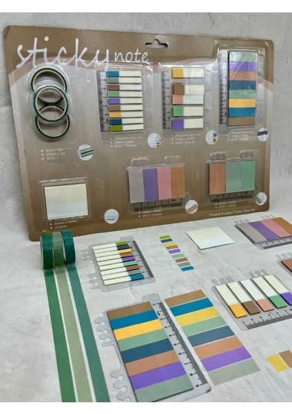Karışık Tonlar Cetvelli Kahve Yeşil Mavi Renk İndeks Sticker/İndex/Postit/Post-it/Kitap Ayracı/Not Kağıdı/Washi Bant modelleri