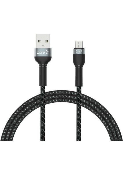 Micro - USB Dayanıklı File Örgü Hızlı Şarj Kablo 1m