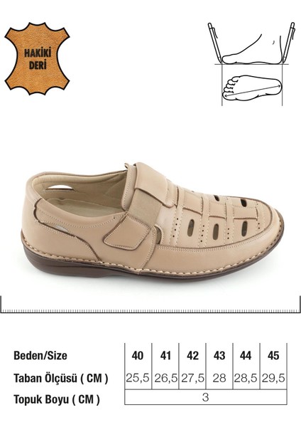 Erkek Yazlık Iç Dış Deri Ortopedik Rahat Klimalı Taban Lastikli Esnek Üst Kemerli Günlük Ayakkabı fiyatları