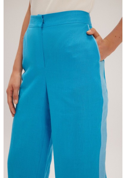 Bol Paça Keten Pantolon Turkuaz 15343336000 fiyatları