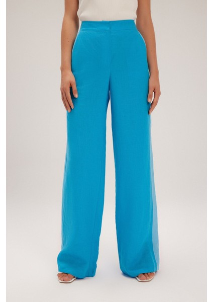 Bol Paça Keten Pantolon Turkuaz 15343336000 modelleri