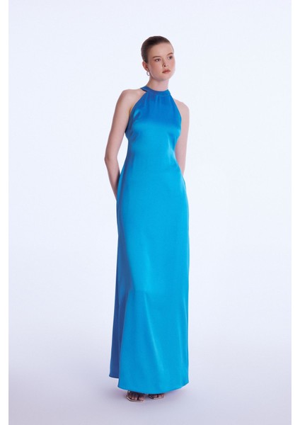 Halter Yaka Uzun Elbise Siyah 12444108000 modelleri