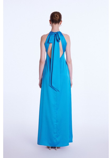 Halter Yaka Uzun Elbise Siyah 12444108000 indirimleri