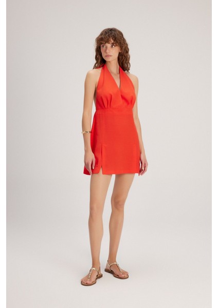 Yırtmaçlı Mini Elbise Coral 12444093000