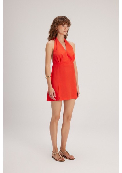 Yırtmaçlı Mini Elbise Coral 12444093000