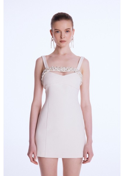 Taş Detaylı Mini Elbise Vanilya 12444106000