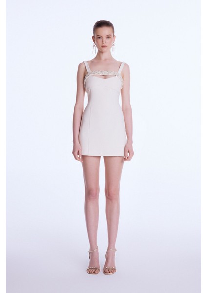 Taş Detaylı Mini Elbise Vanilya 12444106000 fırsatları