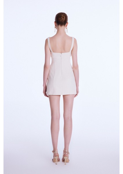 Taş Detaylı Mini Elbise Vanilya 12444106000 indirimleri