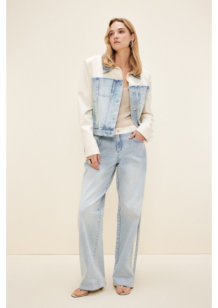 Kumaş Garnili Denim Pantolon Mavi 153M2049000 fiyatları