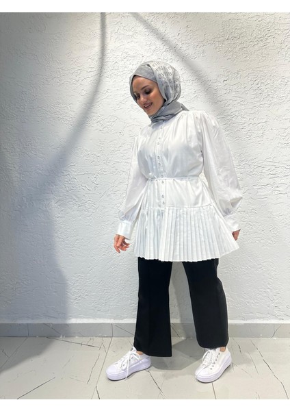 Etek Ucu Pileli Gömlek Beyaz fiyatları
