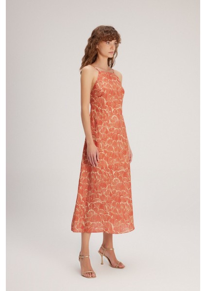 Halter Yaka Keten Elbise Emp.oranj 12443840000 modelleri