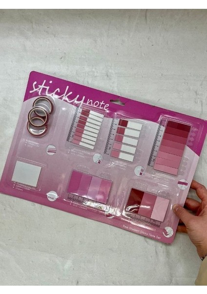 Pembe Tonları Cetvelli İndeks Sticker/İndex/Postit/Post-it/Kitap Ayracı/Not Kağıdı/Washi Bant